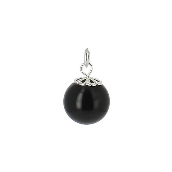agate noire pendentif perle