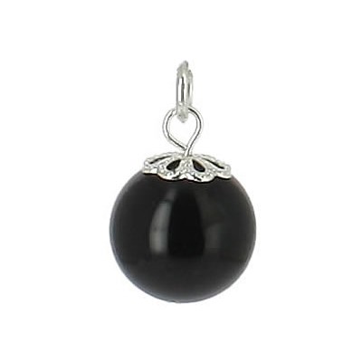 agate noire pendentif perle