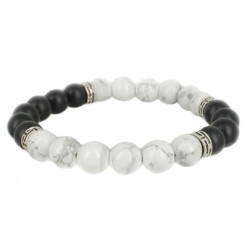 bracelet howlite et agate noire black pearl