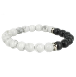 bracelet howlite et agate noire black pearl