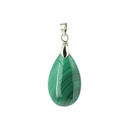 pendentif goutte malachite et argent 925