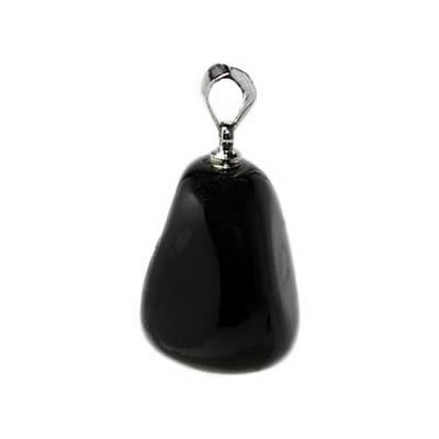 pendentif pierre roulée agate noire