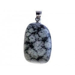 pendentif pierre roulée obsidienne neige