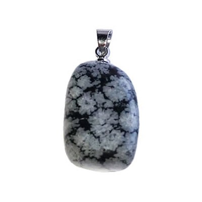 pendentif pierre roulée obsidienne neige