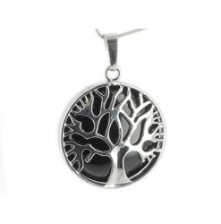 pendentif arbre de vie agate noire