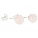 quartz rose puces oreilles perles