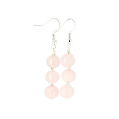 boucles oreilles perles quartz rose