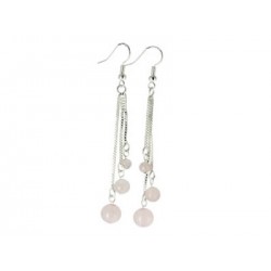 quartz rose boucles oreilles perles fines