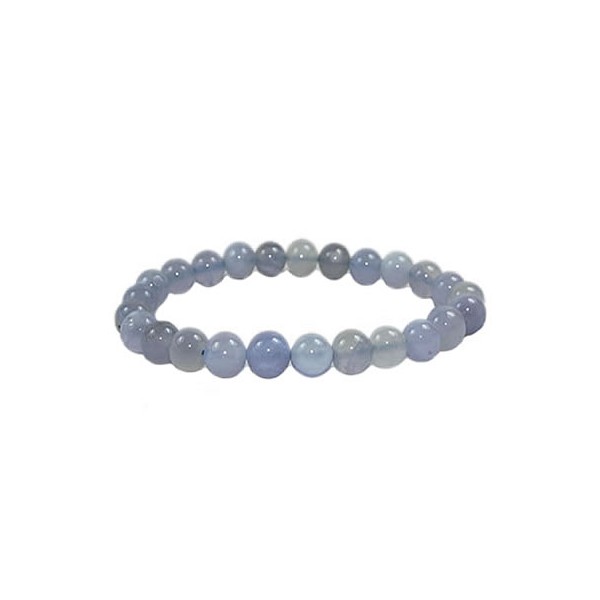 bracelet perles calcédoine bleue