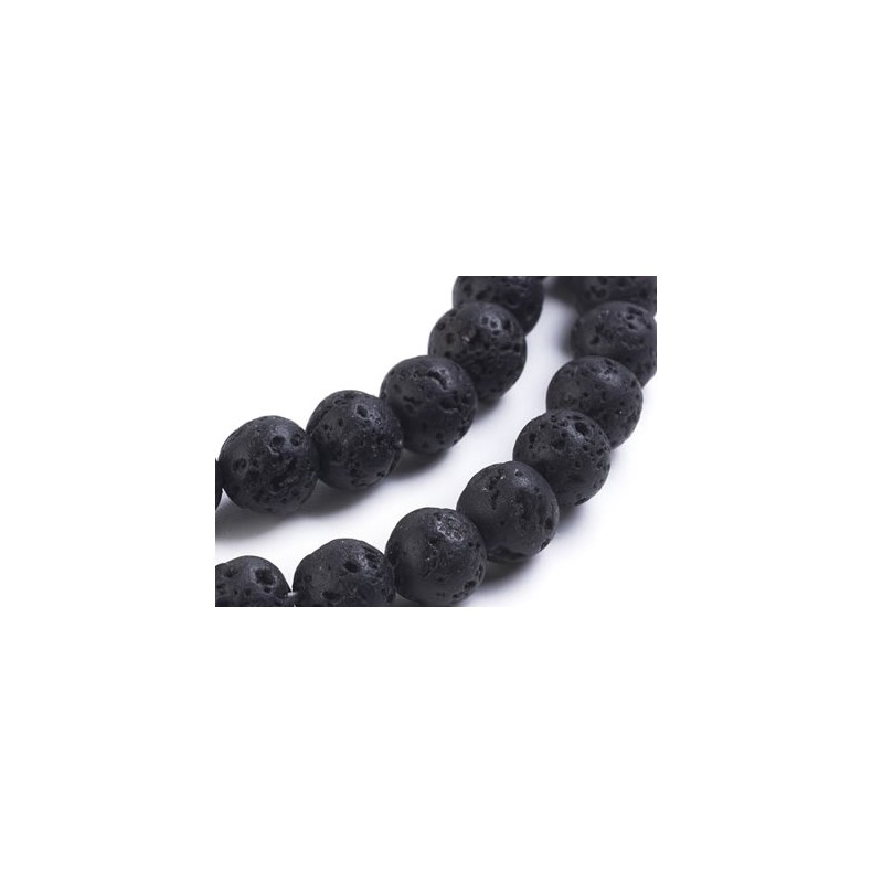 40 perles de lave noire ronde 8 mm ou 10 mm pierre naturelle 
