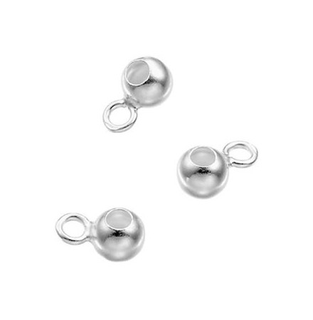 perles rondes avec anneaux en argent