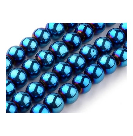 perles verre electroplated bleu
