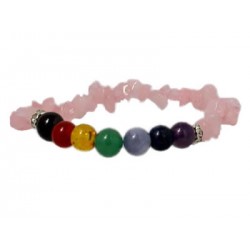bracelets chips quartz rose et perles chakras
