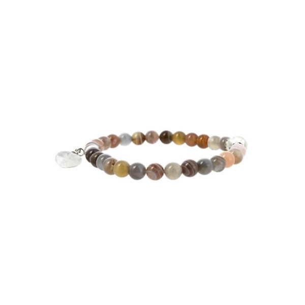 bracelet perles et coeur agate botswana
