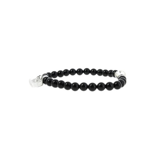 bracelet perles et coeur agate noire