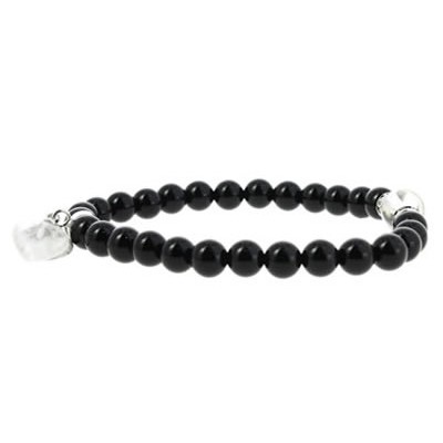 bracelet perles et coeur agate noire