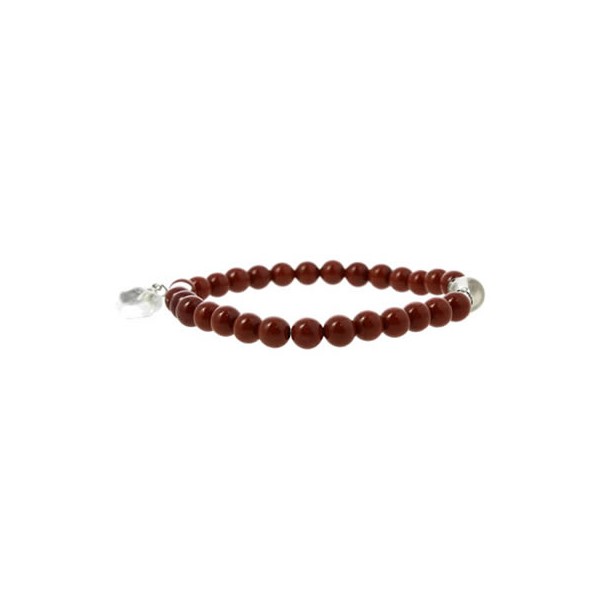 bracelet perles et coeur jaspe rouge