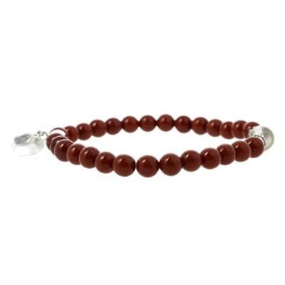 bracelet perles et coeur jaspe rouge