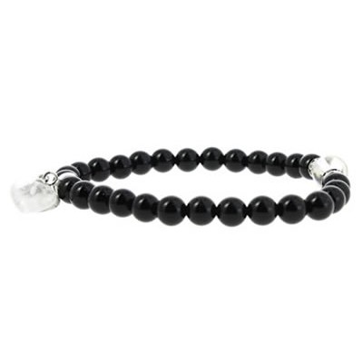 bracelet perles et coeur obsidienne noire