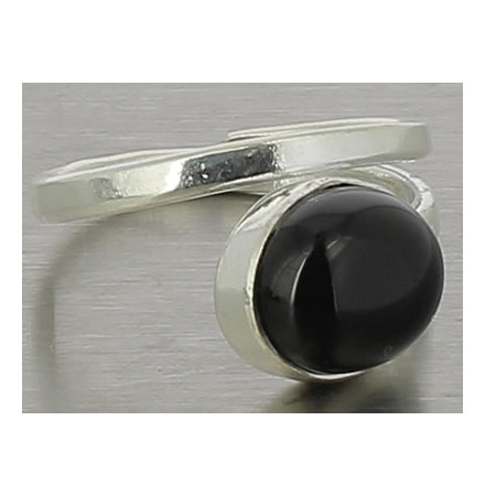 bague agate noire et argent