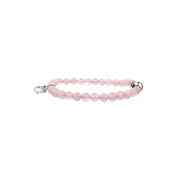 bracelet perles et coeur quartz rose