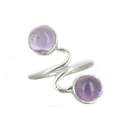 bague cabochon améthyste et argent