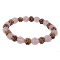bracelet rudraksha et quartz rose