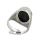 chevalière agate noire et argent