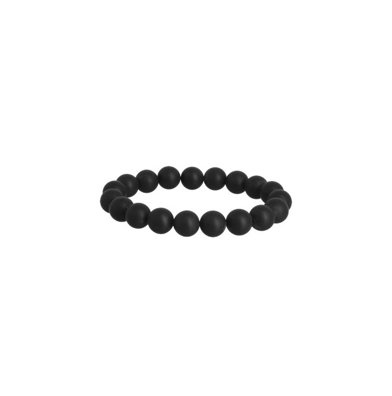 bracelet agate noire givrée black pearl