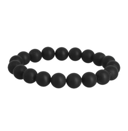 bracelet agate noire givrée black pearl