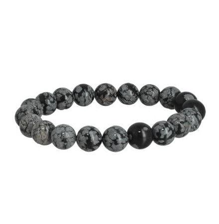 bracelet perles obsidienne neige