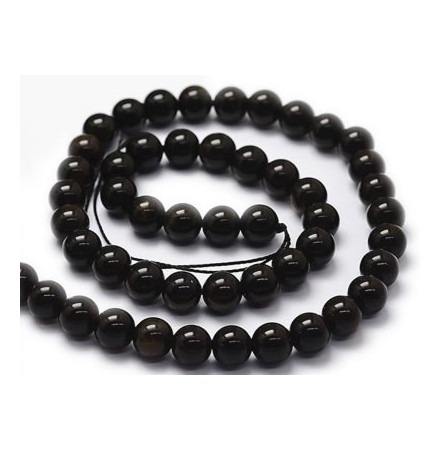 obsidienne noire rang de perles