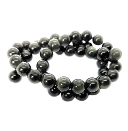 perles obsidienne oeil céleste fil de 40cm